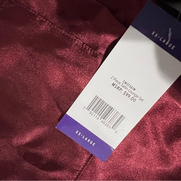 NWT Women’s Bb Dakota silky maroon lounge pajama set, size XXL - Picture 5 of 5